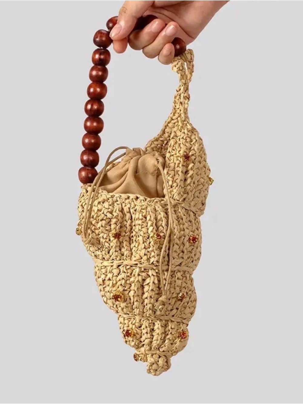 Franki Rhinestone Shell Handwoven Bag
